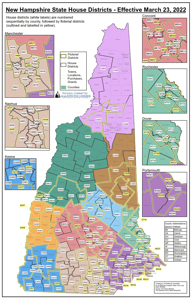 New Hampshire 2022 State House Map (PDF)